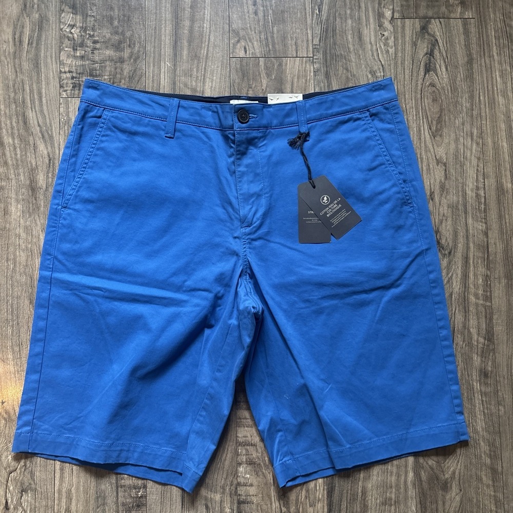 Timberland Relaxed Fit Mens Shorts 36 W Chino Blue Stretch Organic Cotton ‎ NWT